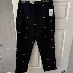 Volcom Black Chinos with Small Peach Rainbow Embroidery